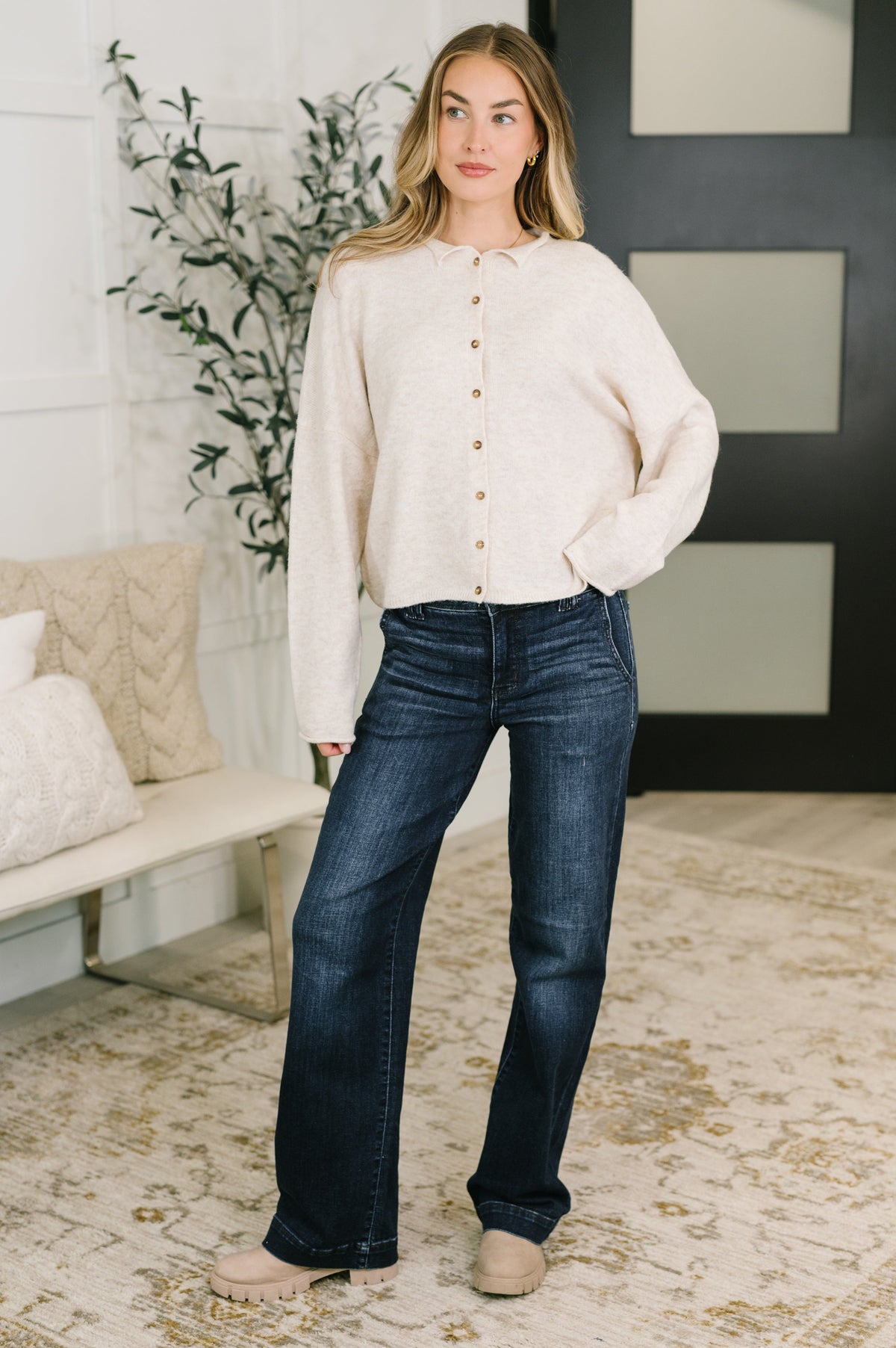 JUDY BLUE HIGH RISE TROUSER WIDE LEG JEANS