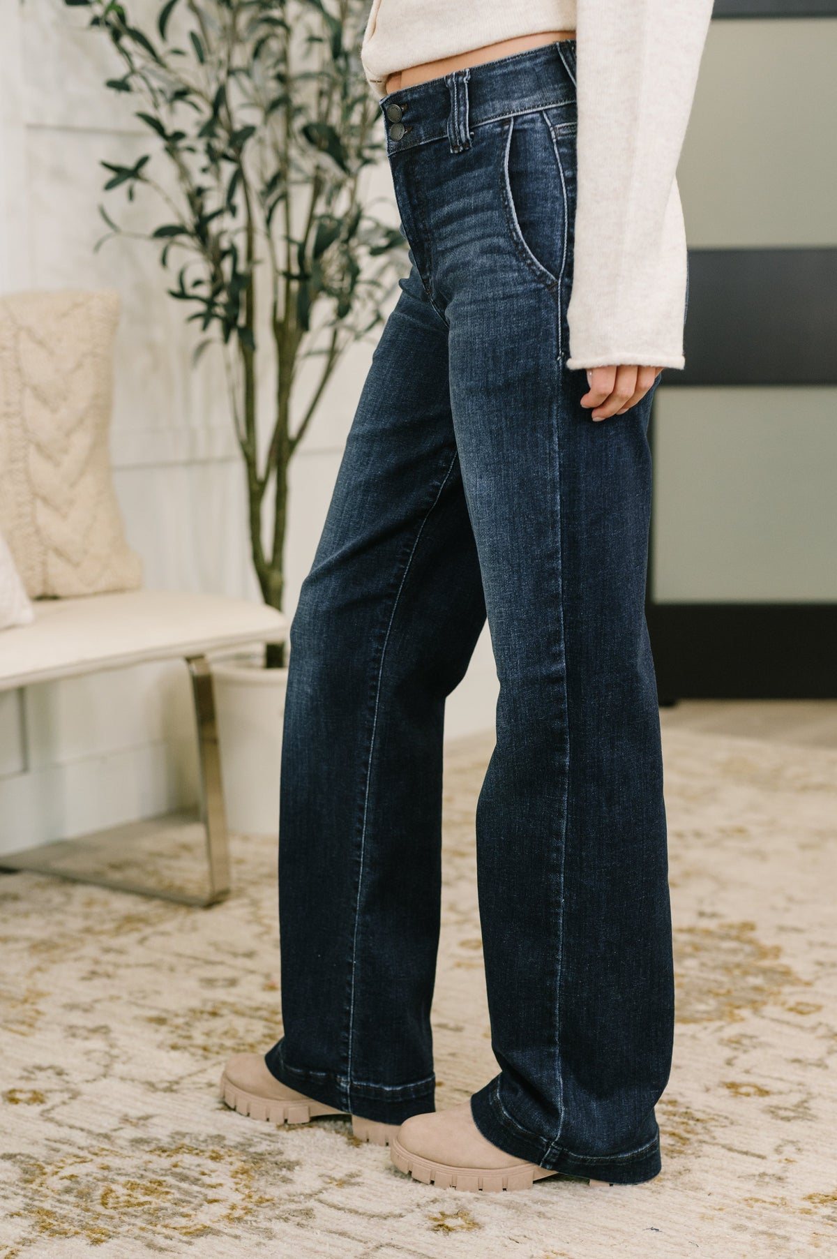JUDY BLUE HIGH RISE TROUSER WIDE LEG JEANS
