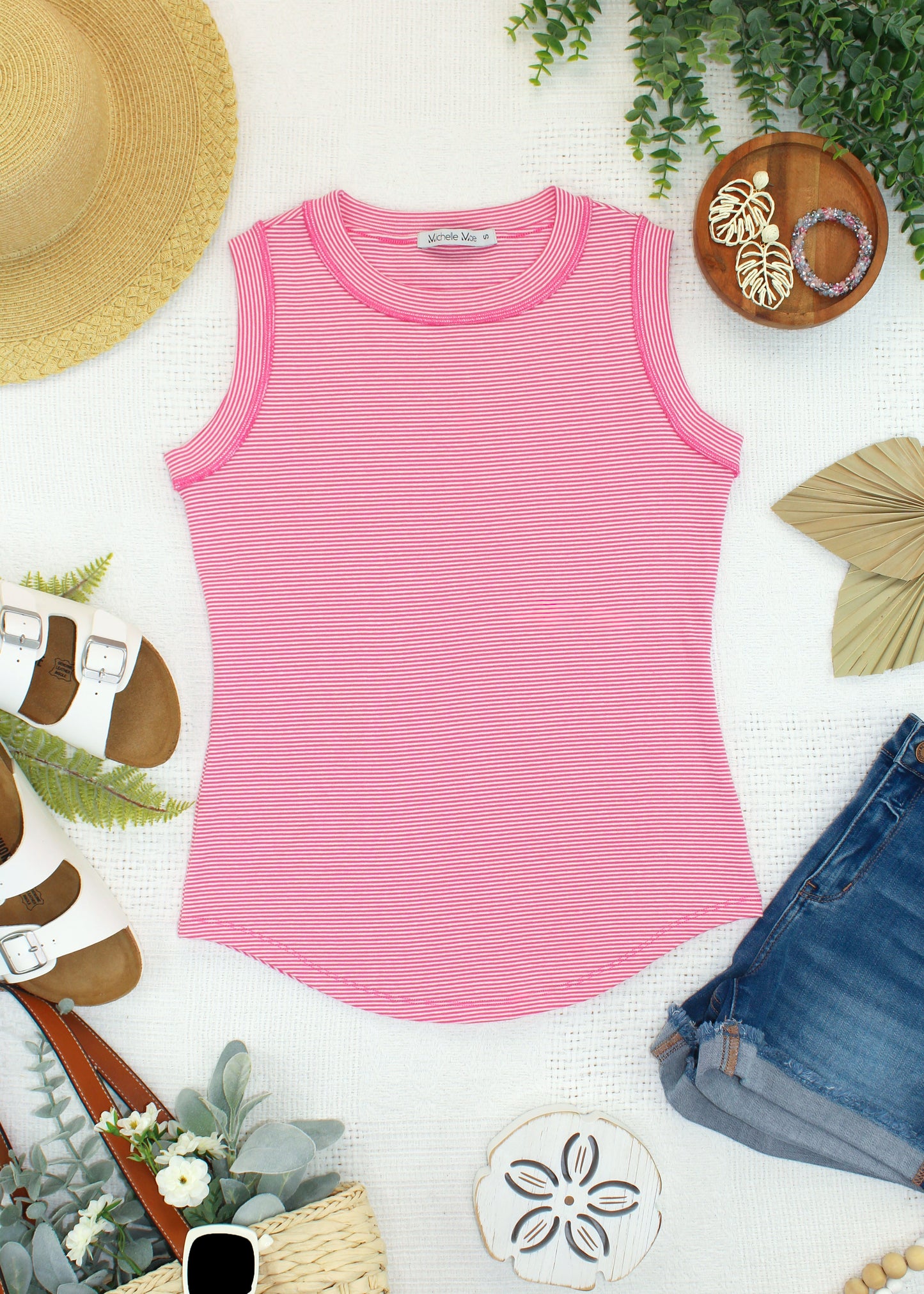 Morgan Micro Striped Tank - Pink