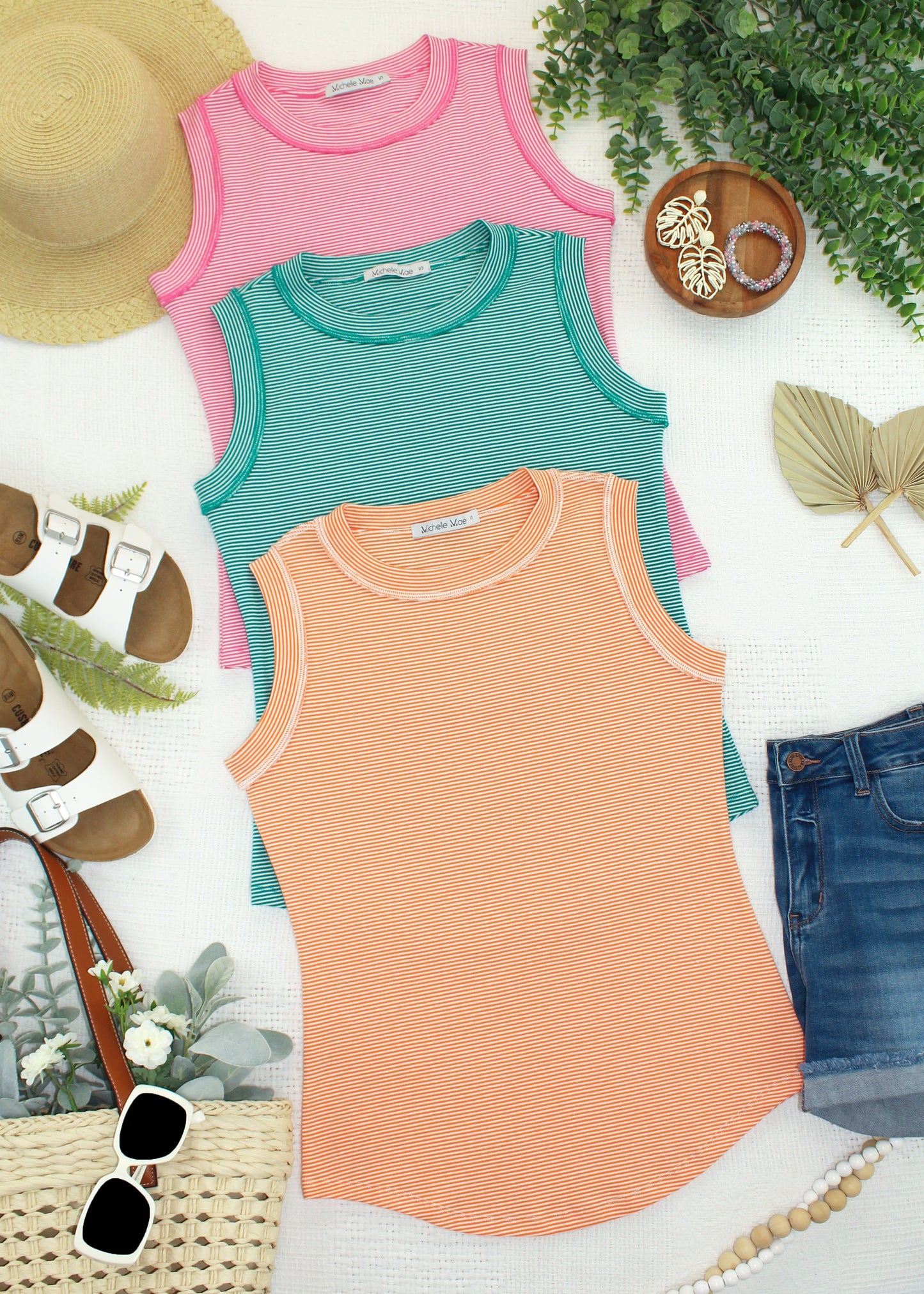 Morgan Micro Striped Tank - Pink