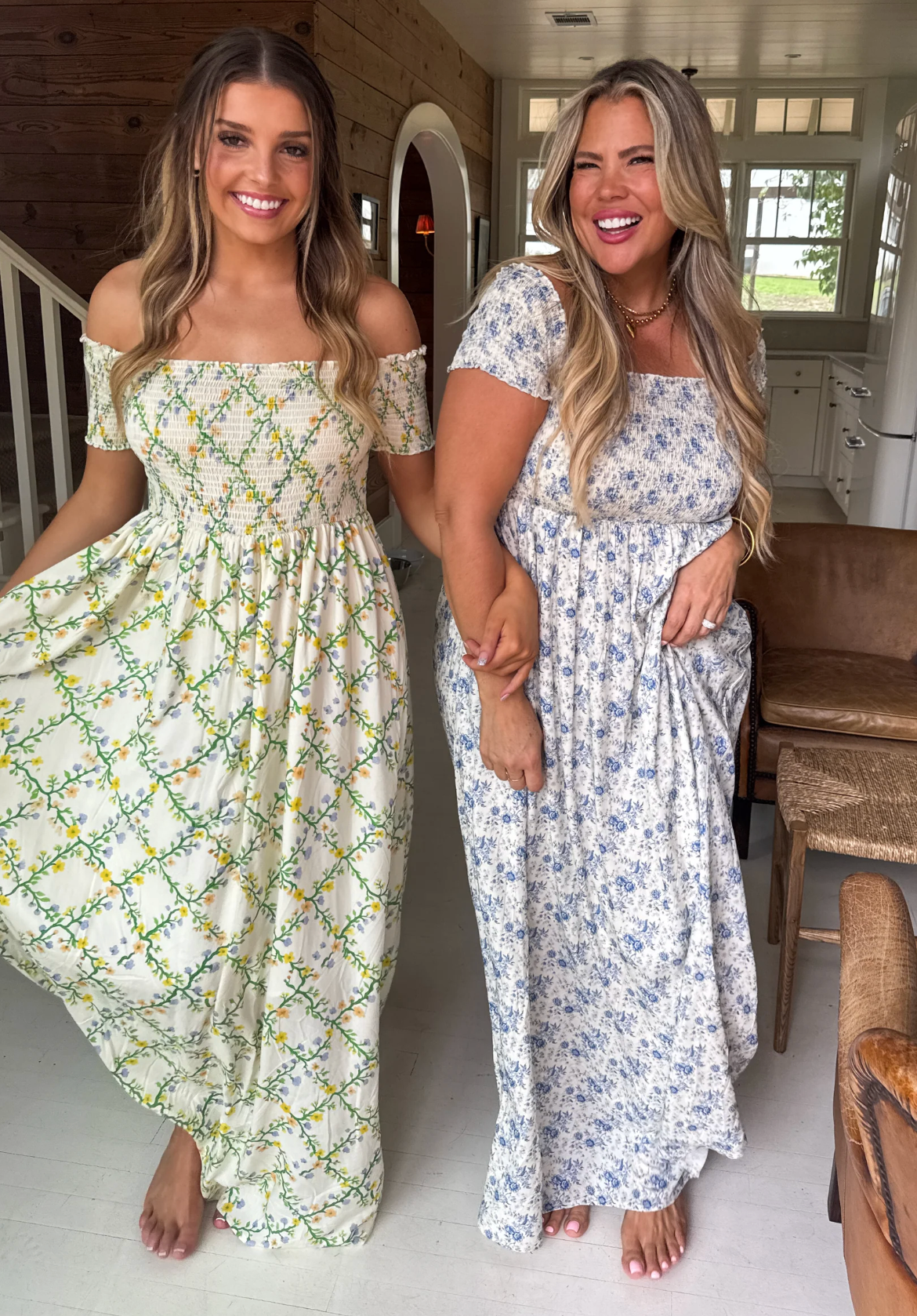 MADELINE SMOCKED MAXI DRESS - BLUE FLORAL