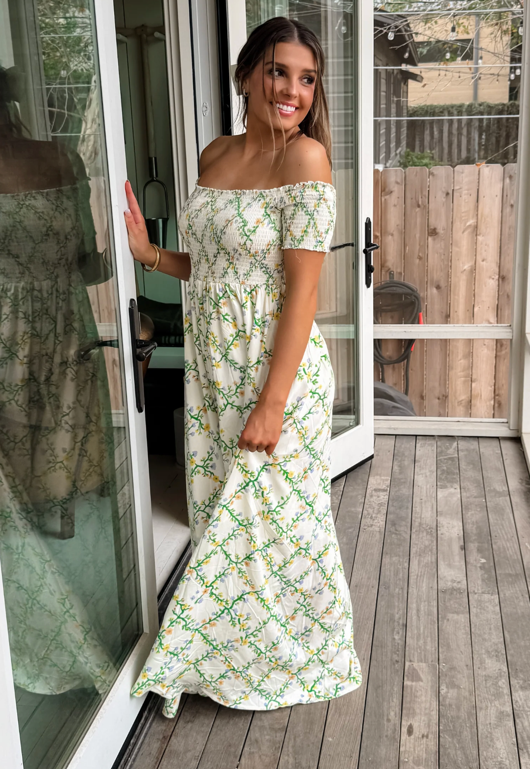 MADELINE SMOCKED MAXI DRESS - BLUE FLORAL