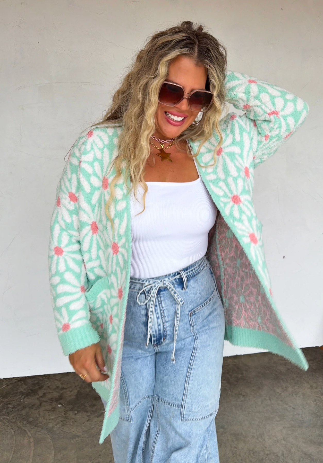 MINT DAISY CLOUD CARDIGAN