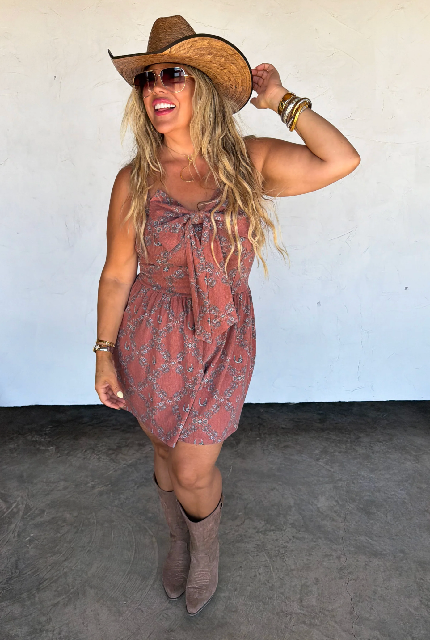 BRIA BOW DRESS - DENIM