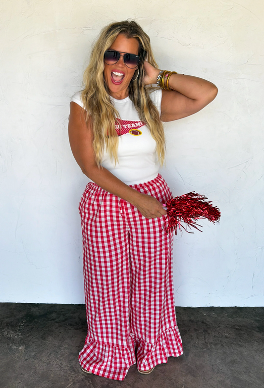 *PREORDER* DIXIE GINGHAM RUFFLE PANTS