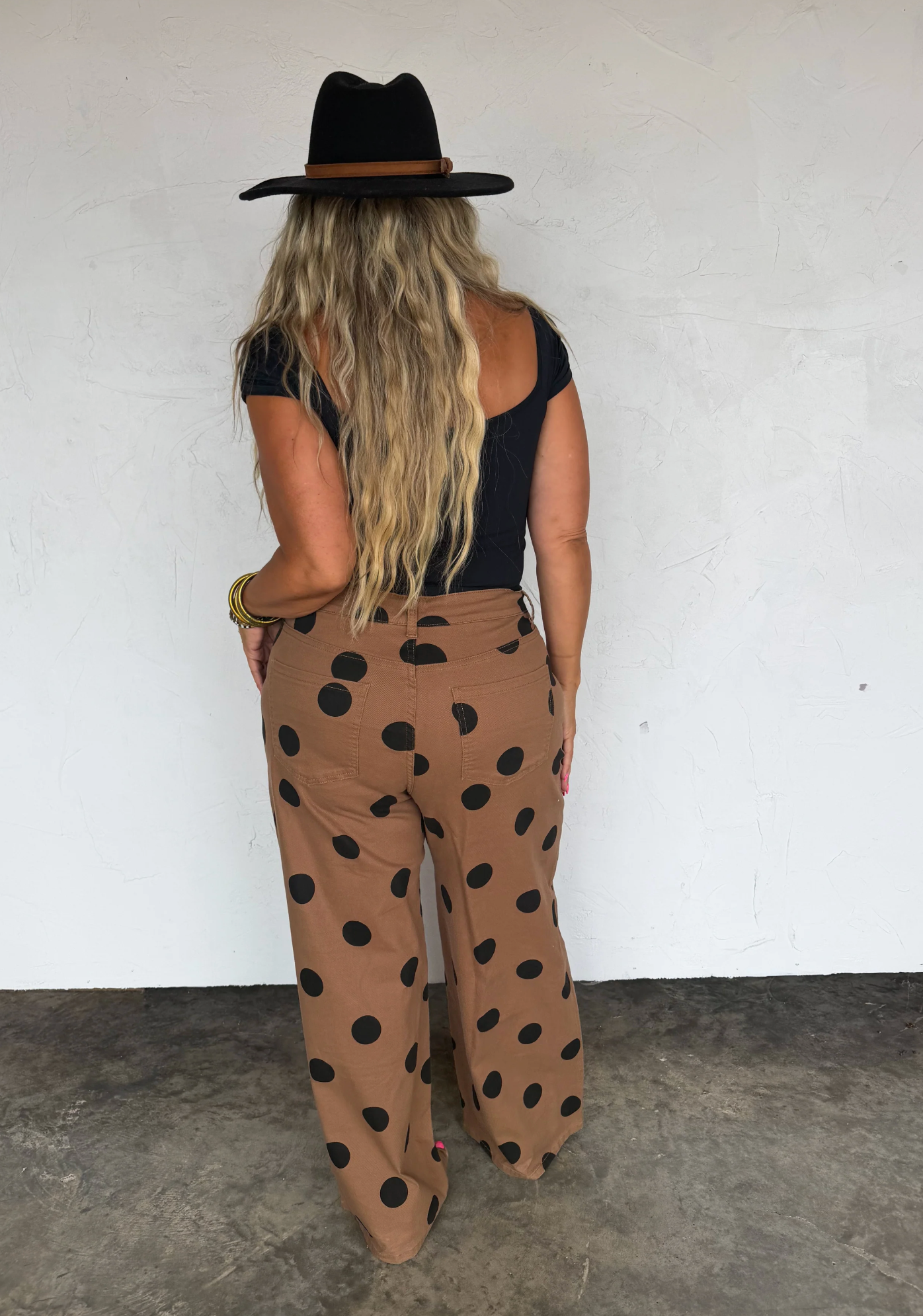 *PREORDER* MOCHA DOT DENIM WIDE LEG JEANS