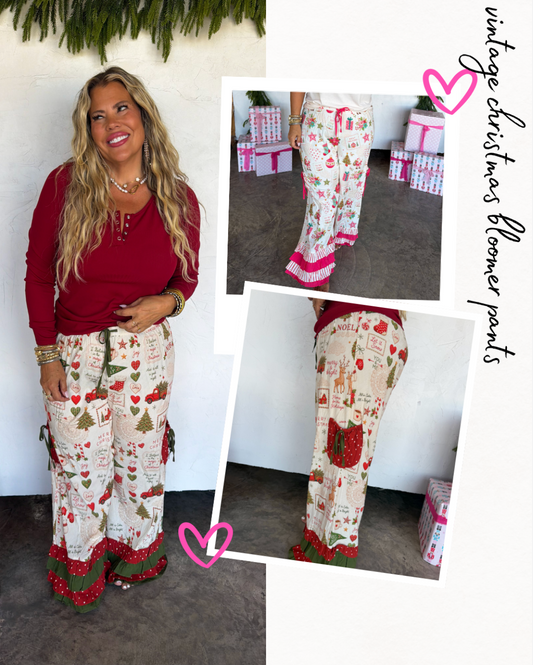 *PREORDER* VINTAGE CHRISTMAS BLOOMER PANTS - TWO COLORS