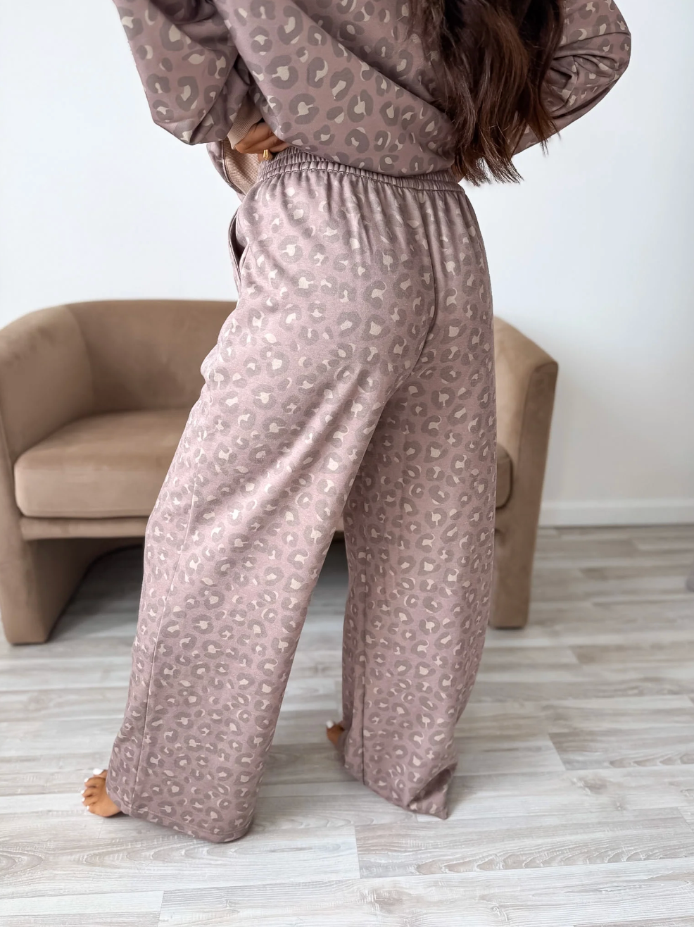 *PREORDER* TOASTED TOFFEE LEOPARD TERRY WIDE LEG PANTS