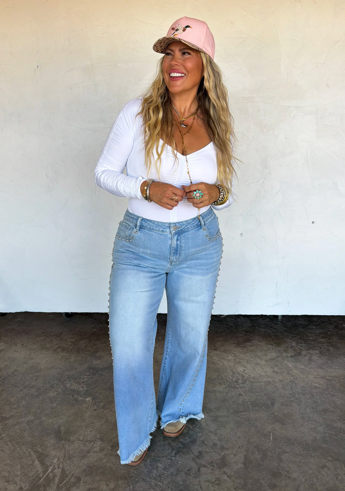 *PREORDER* OFF THE GRID STUDDED JEANS - DENIM
