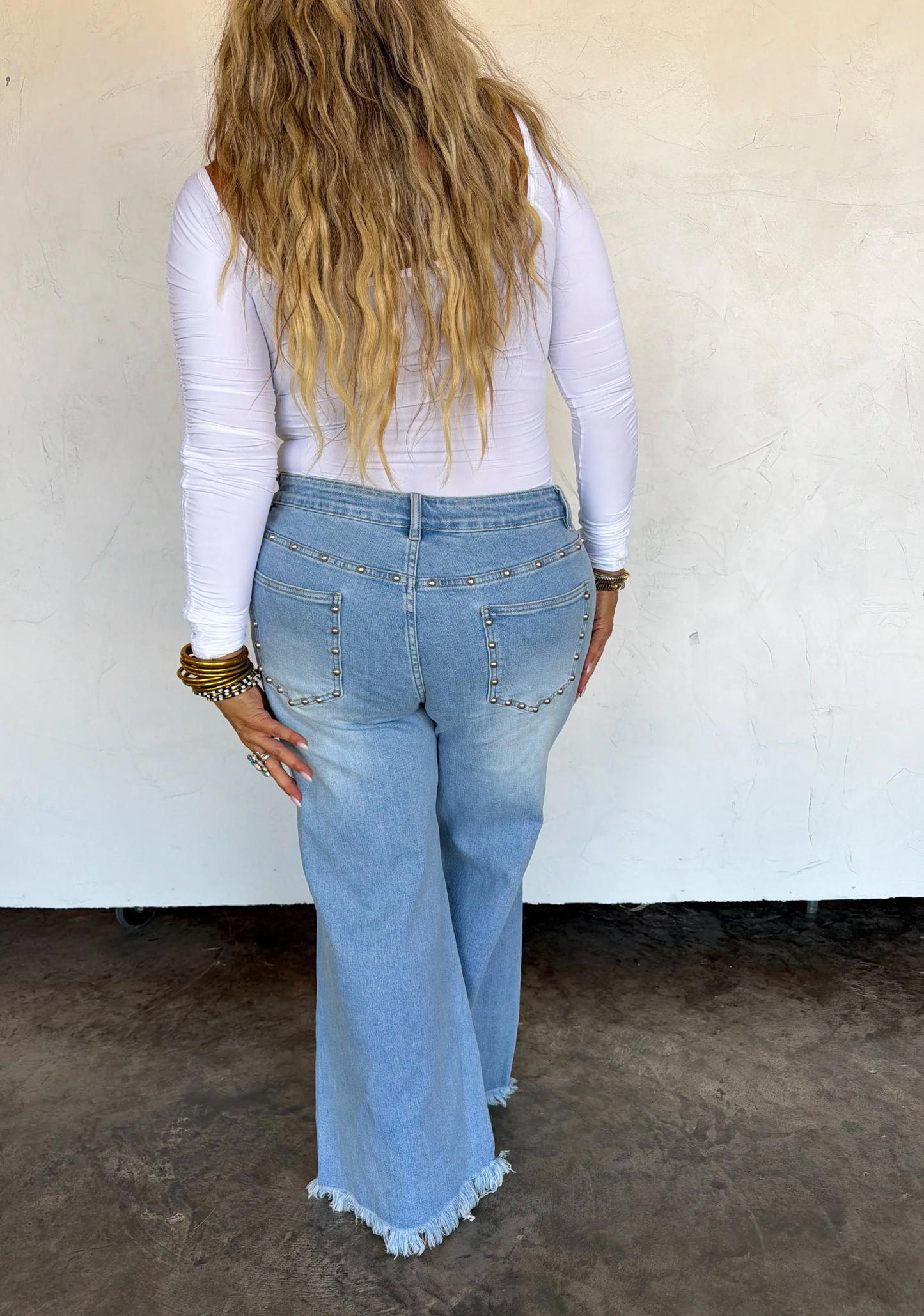 *PREORDER* OFF THE GRID STUDDED JEANS - DENIM