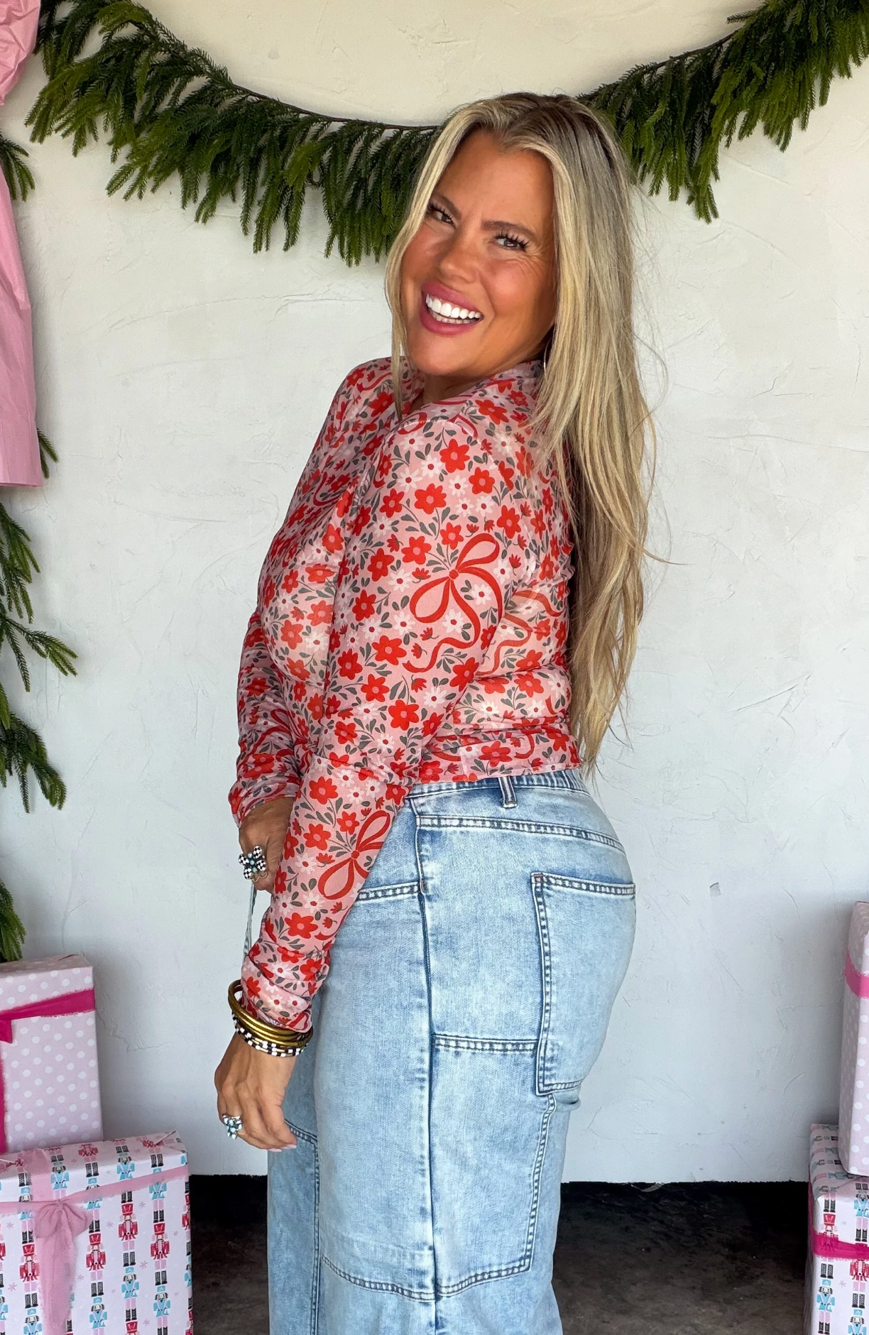 *PREORDER* RED BOW MESH TOP