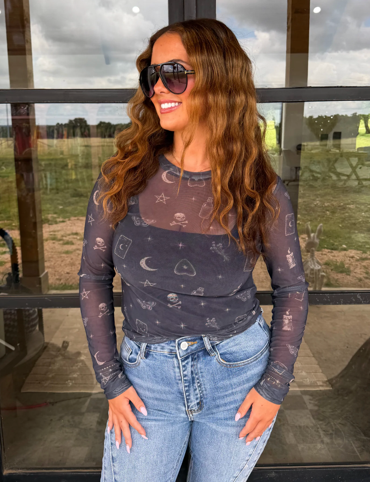 STARRY SPELLS MESH TOP