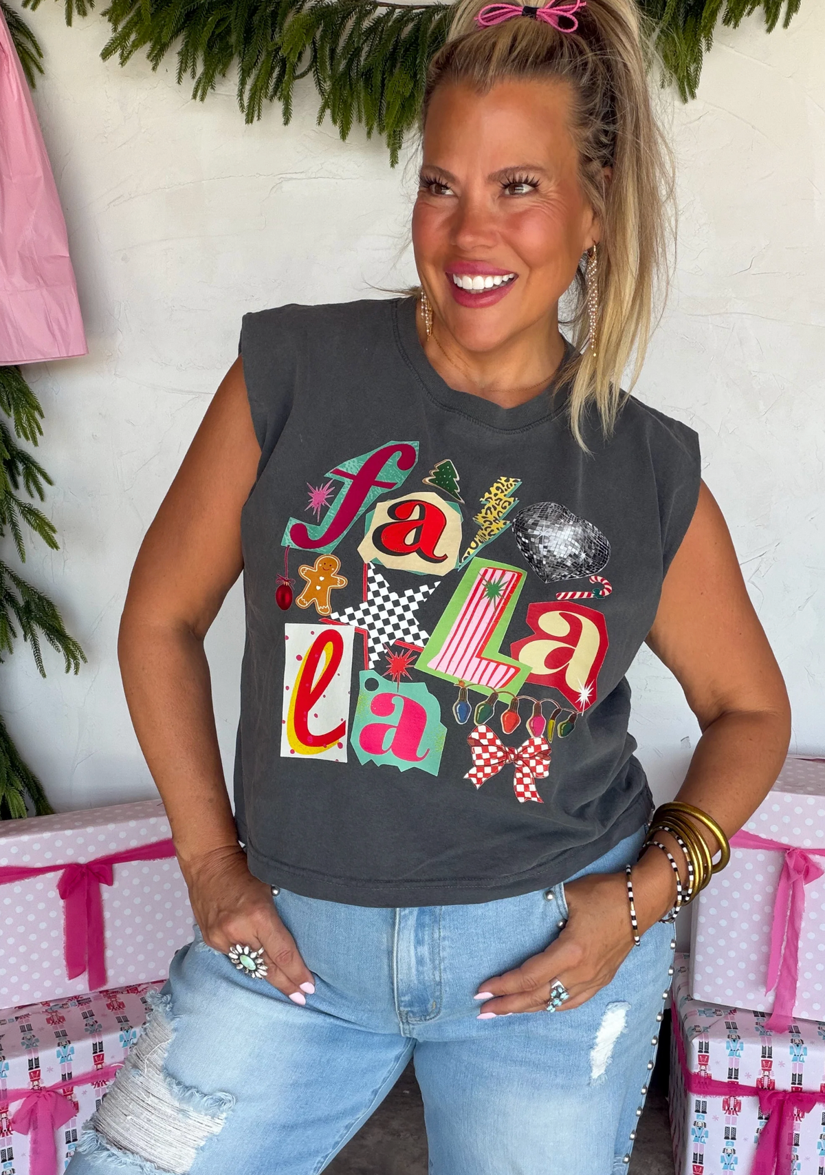 *PREORDER* FA LA LA GRAPHIC CAP SLEEVE TEE