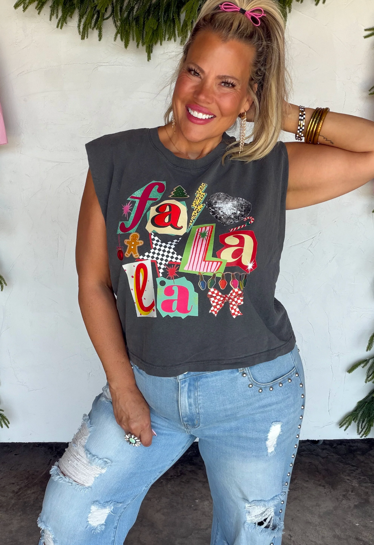 *PREORDER* FA LA LA GRAPHIC CAP SLEEVE TEE