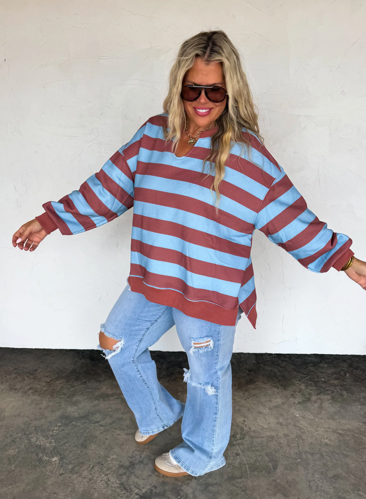 *PREORDER* CHUNKY STRIPE LIVED IN OVERSIZED PULLOVER - TWO COLORS