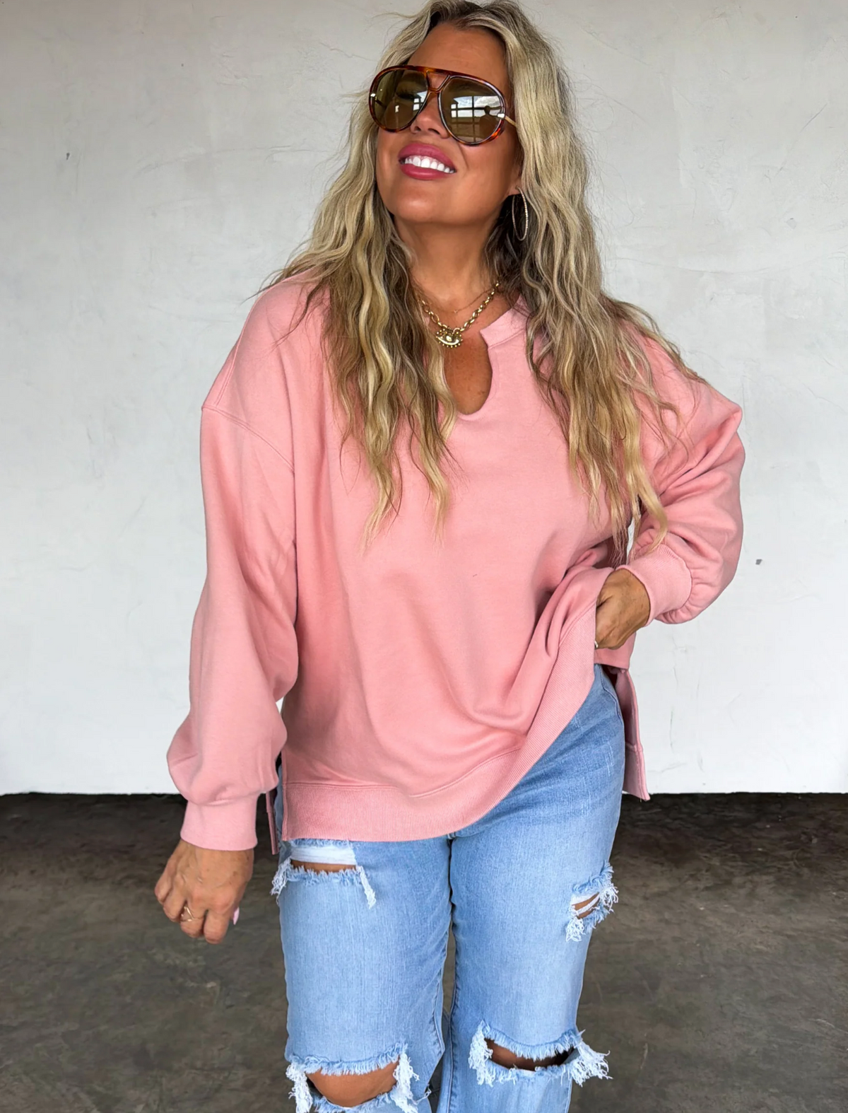 *PREORDER* SOLID LIVED IN OVERSIZED PULLOVER - TWO COLORS