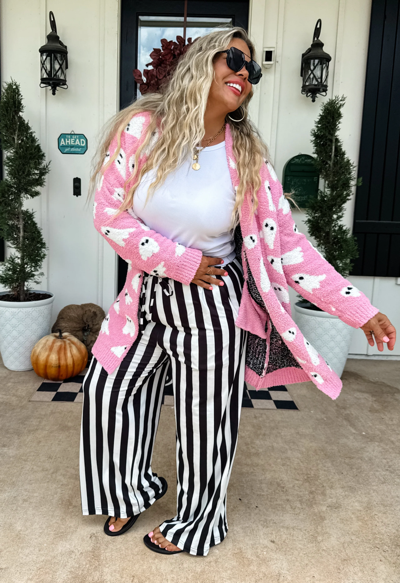 STRIPED BUTTER SOFT PANTS in BLACK