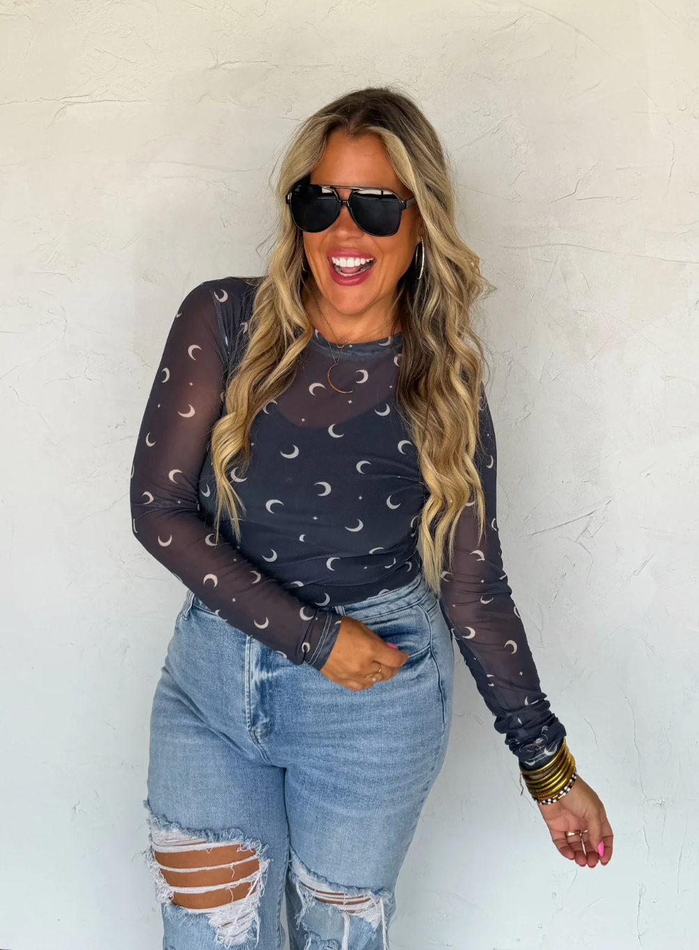 GOLDEN MOON MESH TOP