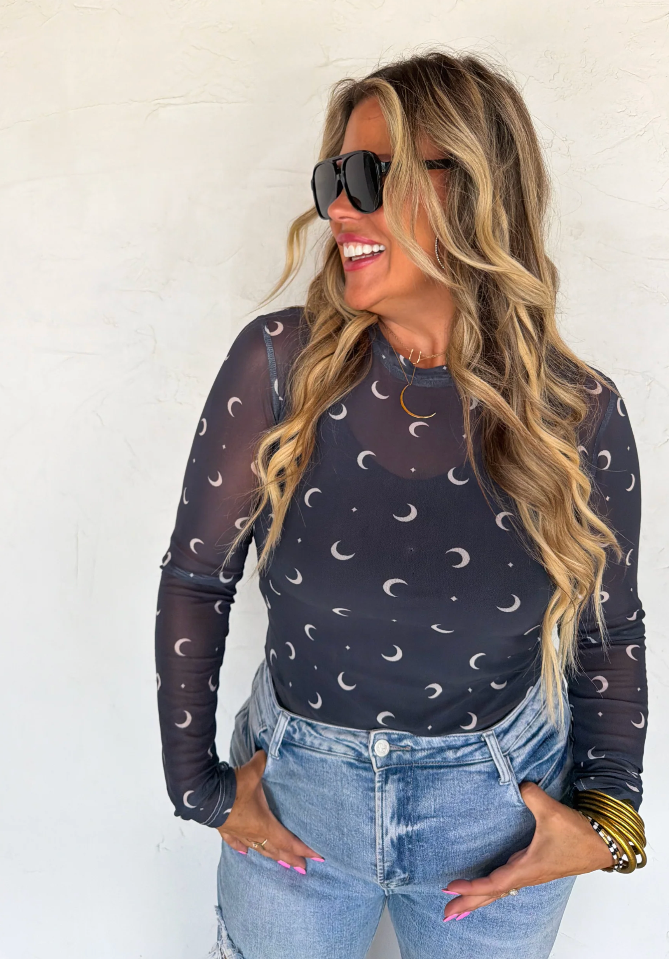 GOLDEN MOON MESH TOP