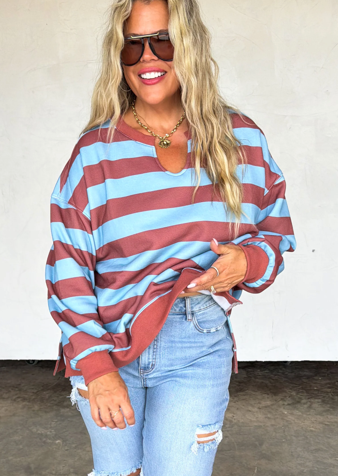 *PREORDER* CHUNKY STRIPE LIVED IN OVERSIZED PULLOVER - TWO COLORS
