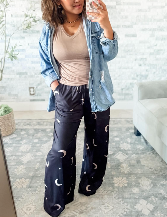 MIDNIGHT MOON WIDE LEG HADDIE PANTS