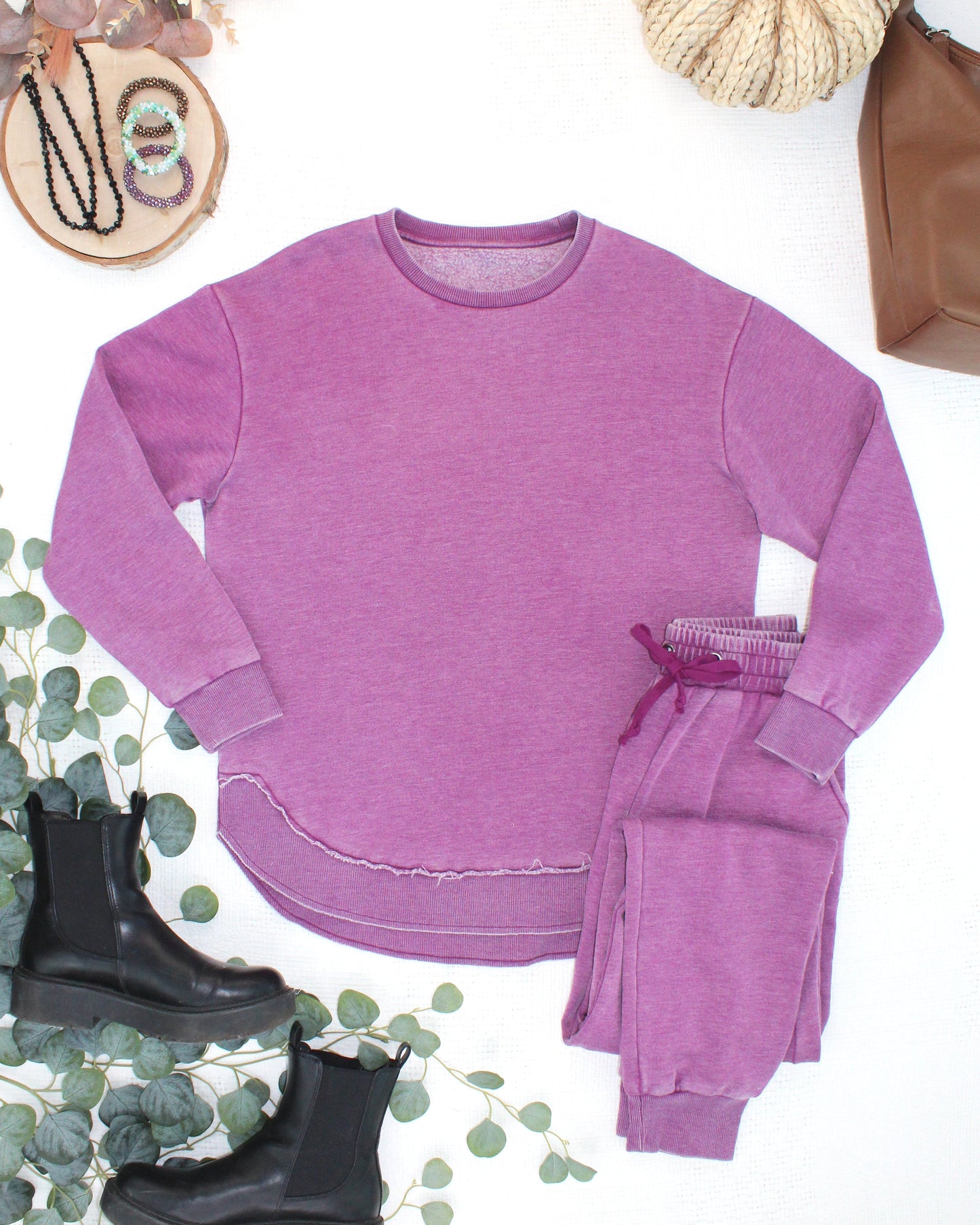 Vintage Wash Pullover - Purple