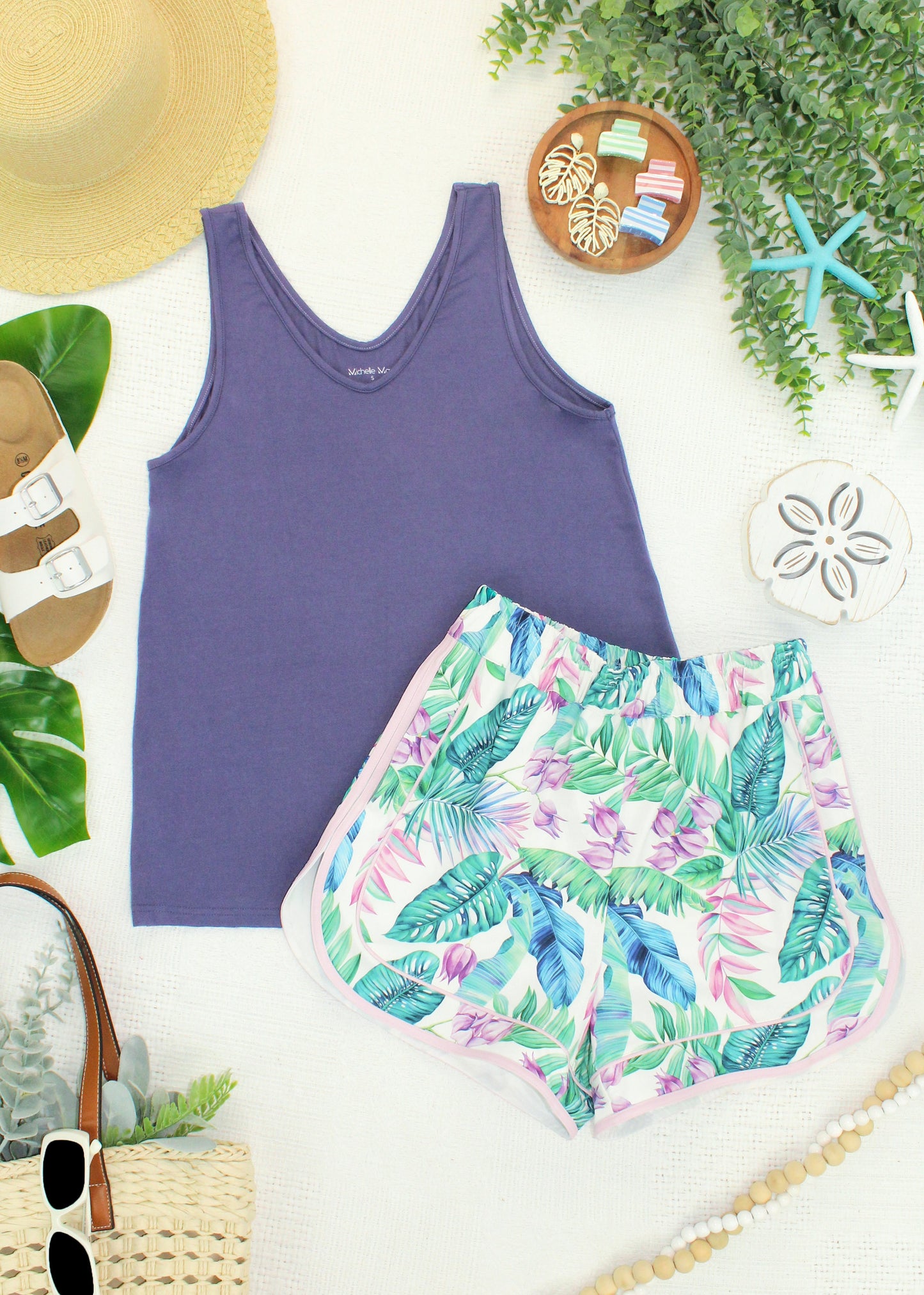Vera V Neck Tank - Slate Purple
