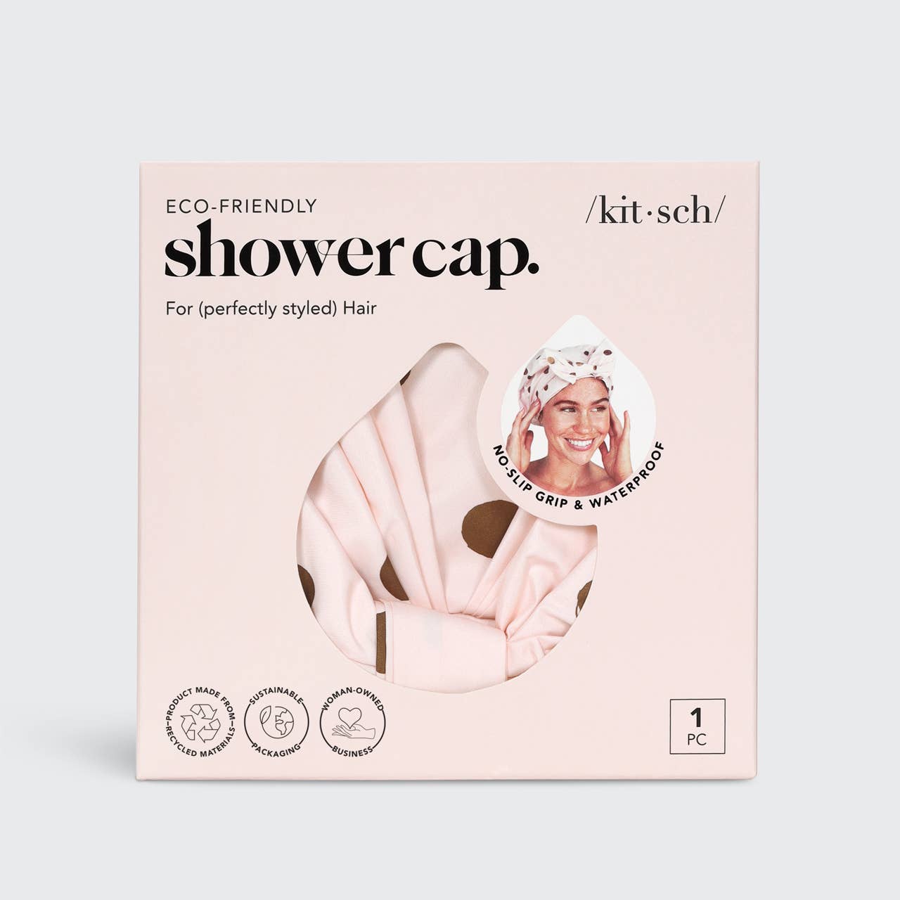 KITSCH LUXURY SHOWER CAP - BLUSH DOT