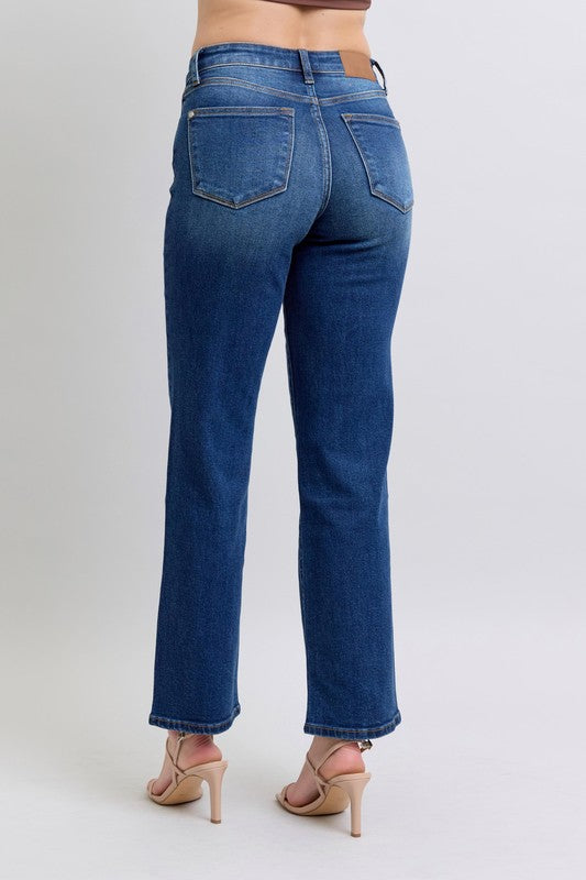 JUDY BLUE SLANTED SIDE SEAM STRAIGHT LEG JEANS