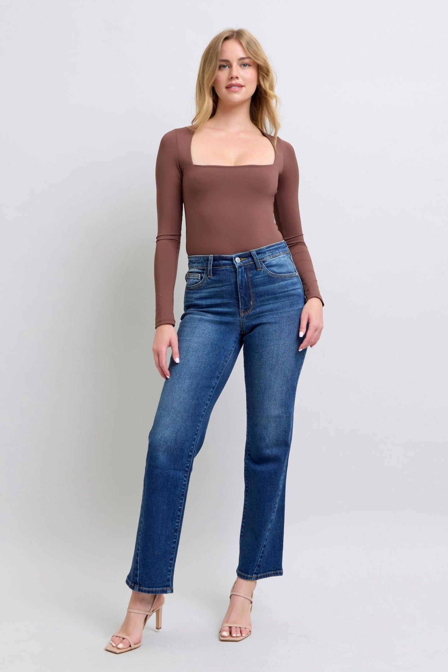 JUDY BLUE SLANTED SIDE SEAM STRAIGHT LEG JEANS