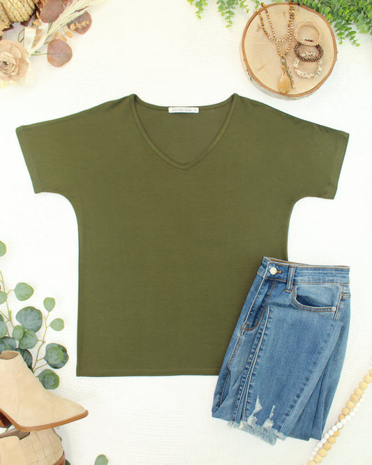 Chloe Cozy Top - Dark Olive