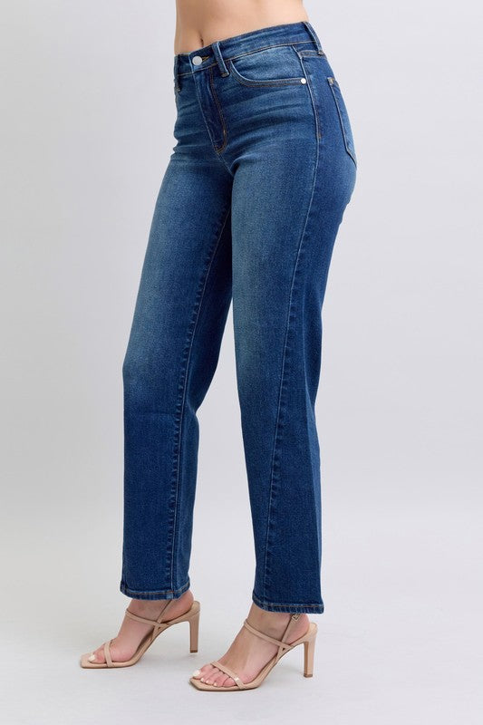 JUDY BLUE SLANTED SIDE SEAM STRAIGHT LEG JEANS