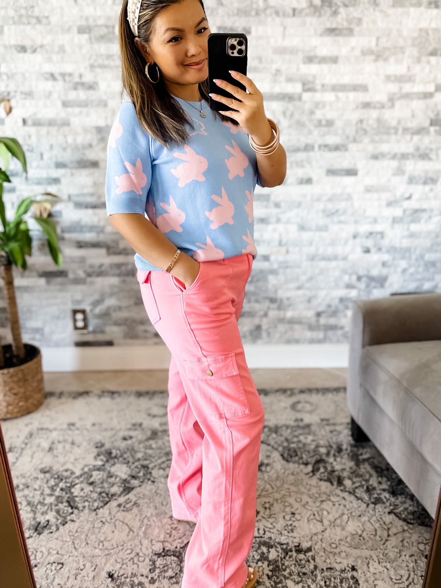 JUDY BLUE BUBBLE GUM PINK HIGH RISE CARGO PANTS